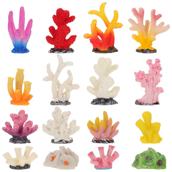 FUTUREORYY 16Pcs Artificial Coral Reef Decor Resin Marine Aquarium Decorations for Fish Tank Landscape Ornament