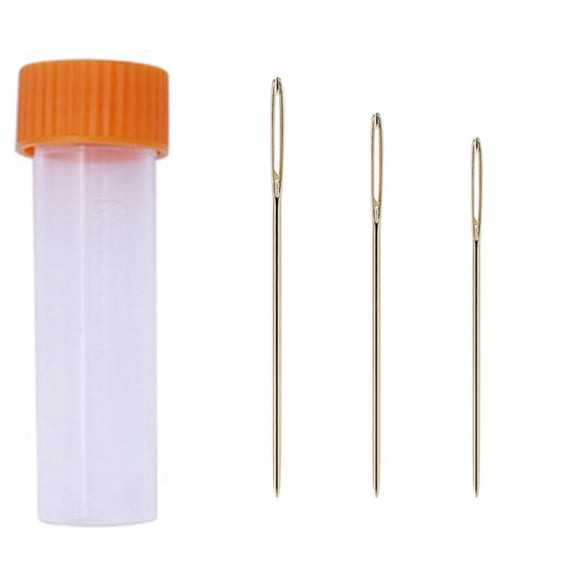 FUTUREORYY 18Pcs Assorted Color Plated Gold Plated Needle Set Large Eye Stitching Needles for Cross Stitch and Craft Use