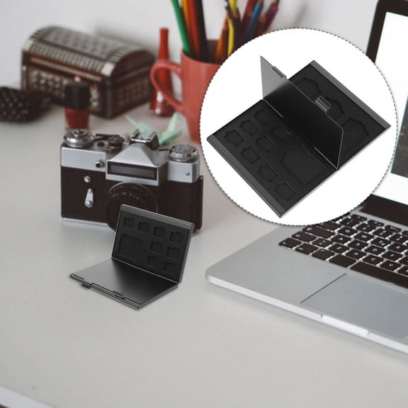 FUTUREORYY 1Pack Black Memory Card Holder For Travel And Office Use 9.5x2.4x0.4In