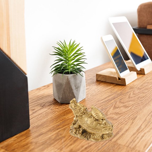 FUTUREORYY 1Pack Copper Dragon Turtle Decor Golden Desktop Adornment 4.5X3X2.8CM