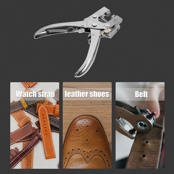 FUTUREORYY 1Pack Multi-Functional Hole Punch Pliers Set Silver for Diy Makers Leatherworking Home Use