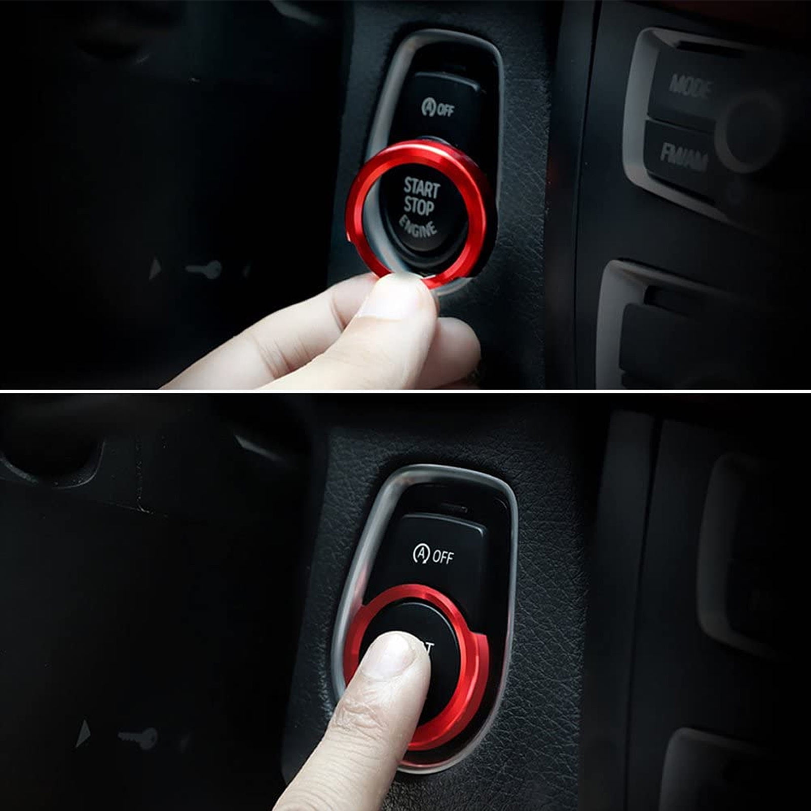 FUTUREORYY 1Pack Red Aluminum Auto Start Button Sticker for Car ...