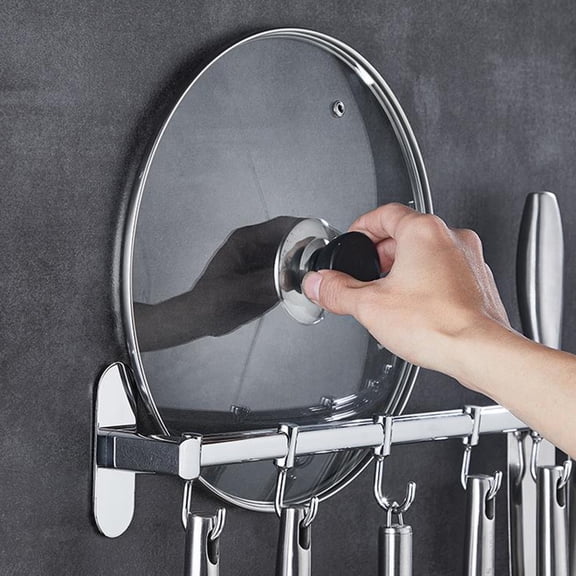 FUTUREORYY 1Pack Space-saving Storage Rack for Kitchenware Row Hook 50X3.5in Silver