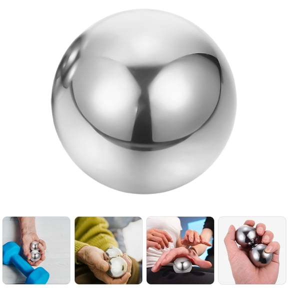 FUTUREORYY Hand Exercise Balls Stainless Steel Silver 1 Pair