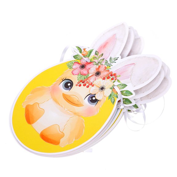 FUTUREORYY 1Pc Easter Banner Decor Multi Color Paper Bunting with Rabbit Letters for Party Decoration