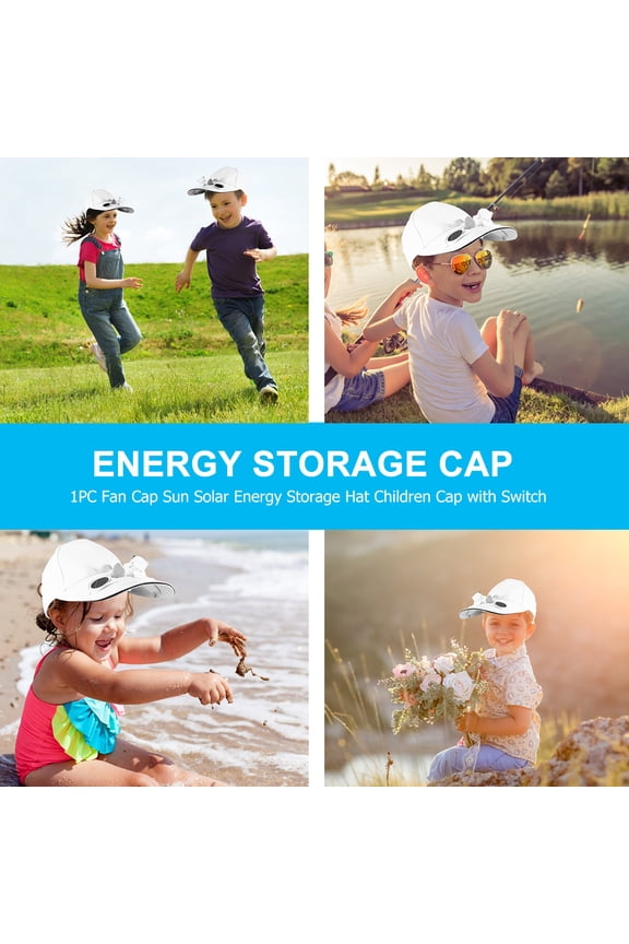 White Cotton Fan Cap with Energy Storage and Sun , Lightweight and Breathable for Outdoor Wear