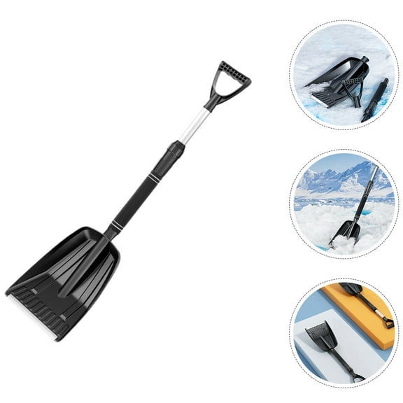 FUTUREORYY 1Pcs Black D-Shaped Handle ABS EVA Alloy Shovel for Snow Removal and Hiking Use Men Women