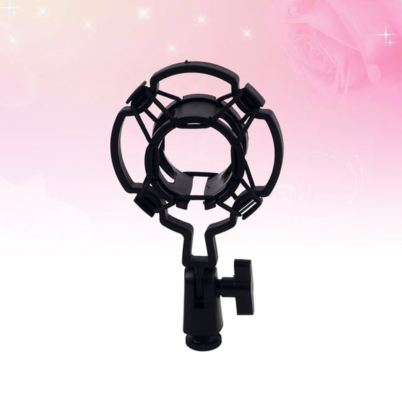 FUTUREORYY 1Pcs Black Plastic Microphone Holder for Large Diaphragm Condenser Mic Stand with Mount 6.6 x 3.7 x 0.8in