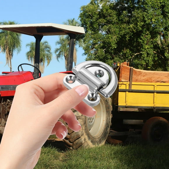 FUTUREORYY 1Pcs D-shaped Stainless Steel Tie Down Anchor for Boat Deck Hardware 6.0x5.5x1.5in Silver