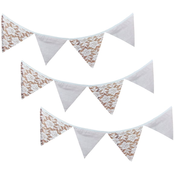 FUTUREORYY 1Pcs Flag Bunting for Wedding Cotton Lace 320x17cm