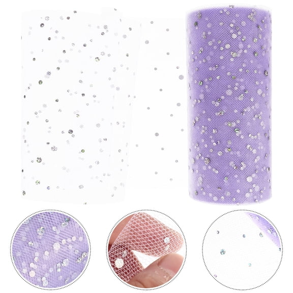 FUTUREORYY 1Pcs Glitter Tulle Fabric Roll Violet 2250X6in for Diy Decoration present Wrapping Craft Making Bows Creation