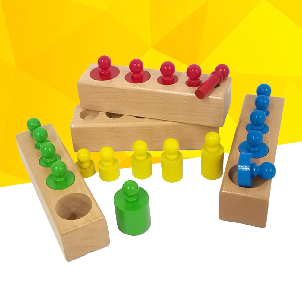 FUTUREORYY 1Pcs Montessori Toy Color Sorting Cylinder Shape Wooden ...