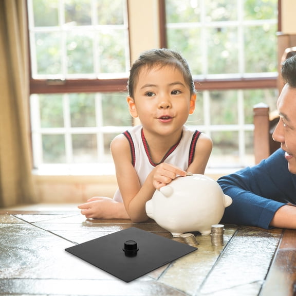 FUTUREORYY 1Pcs Piggy Bank Plug Bottom Lid for Plaster Dolls Accessories Sealing Saving Coins Square Black 7.9x7.9x0.8in