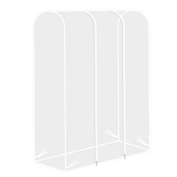 FUTUREORYY 1Pcs Transparent White Rectangular Garment Rack Cover for Home Use 59.1x23.6x19.7in