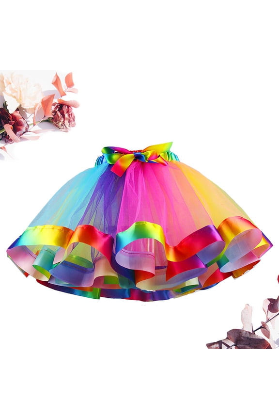 1Pcs Tulle Skirt Princess Style Flared Multi Colorful Tutu for Girls