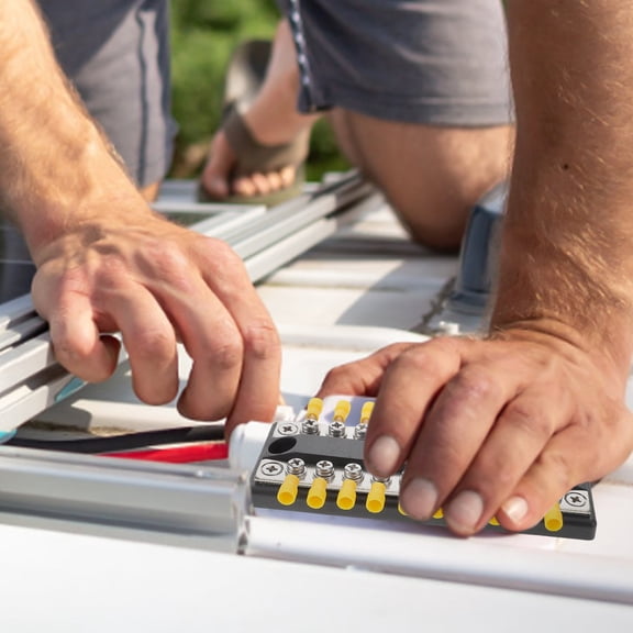 FUTUREORYY 1Set 4.9x1.8x0.6in Straight Dual Row 10 Way Terminal Block Bus Bar for Rvs Boats Yachts Electrical Systems