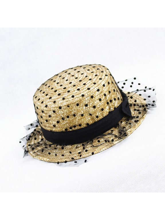 1Set Lace Hat Sun Visor Hats Women Multi Color Straw Material for Vacation Use