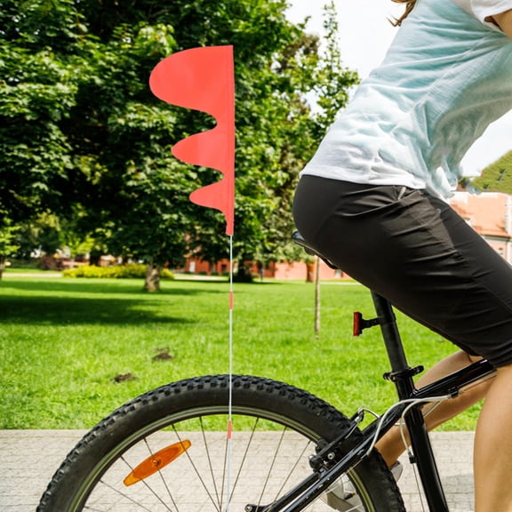 FUTUREORYY 1 Set Orange Safety Flags with Pole Fiberglass and Weatherproof for Cyclists Outdoor Use