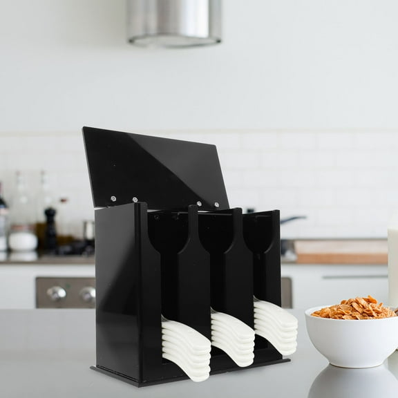 FUTUREORYY Spoon Holder For Kitchen Counter Acrylic Black 1Pcs 7x6in Daily Life