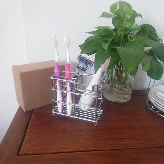 FUTUREORYY 1Set Toothbrushes Storage Silver Corrugated Design High- Process For Bathroom Countertop