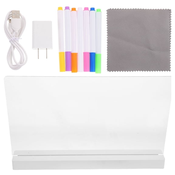 FUTUREORYY Clear Rewritable Message Board with Built-in LED Lights, Ideal for Restaurant Menus and Bar Signage, 1 Set