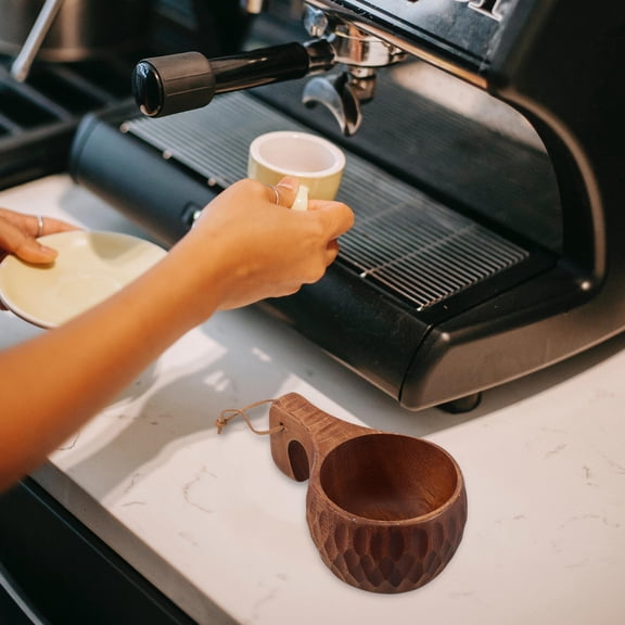 FUTUREORYY 1Set Wooden Milk Cup Brown Color for Coffee Cup Wood Drinkware Set