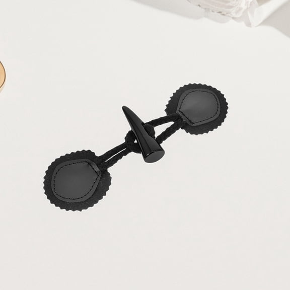 FUTUREORYY 2 Pairs Black Toggle Buttons with Faux Horn Texture for Coats, Jackets, Outerwear, Decorative Craft Enhancements