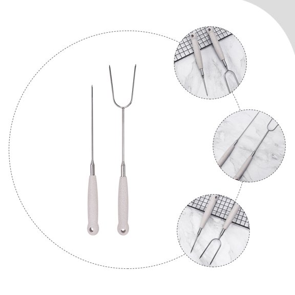 FUTUREORYY 2 Pcs Camping Meat Fork Stainless Steel Barbecue Cookware Light Grey for Adults