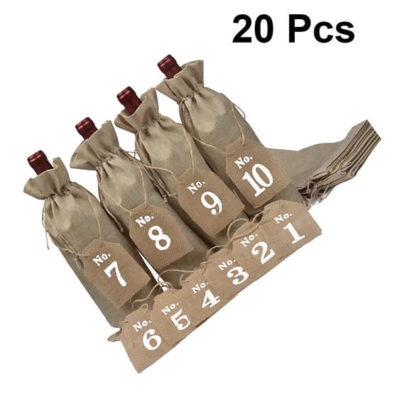 FUTUREORYY 20Pcs Khaki Rectangular Burlap Bottle Carrier Bag For present Packaging And Storage