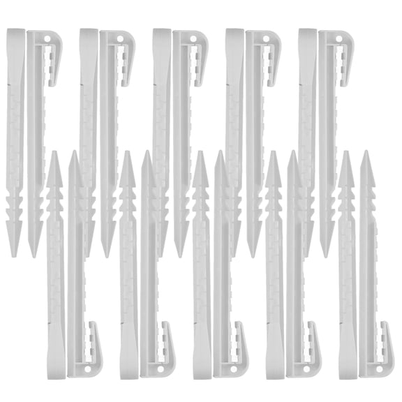 FUTUREORYY 20Pcs Plastic Tent Pegs White for Outdoor Camping Garden Landscape and Rug Securing