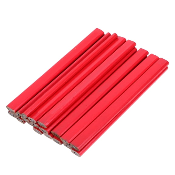 FUTUREORYY 20Pcs Red Octagonal Carpenter Pencils for Woodworking Durable Waterproof Construction Marking Tool