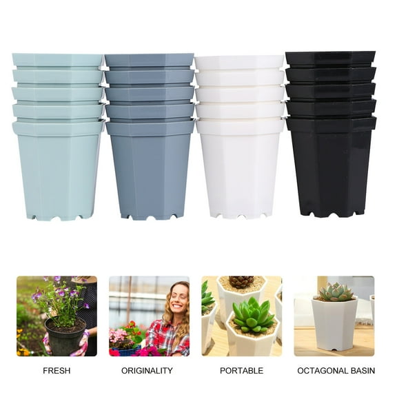 FUTUREORYY Gardening Flower Pot Plastic with Drainage Hole 20pcs