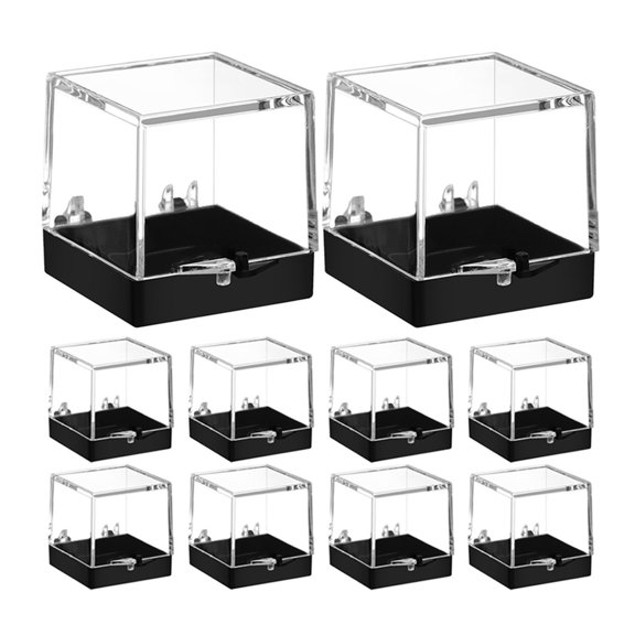 FUTUREORYY Black Plastic Display Case for Minerals, Clear View, Durable, 24Pcs