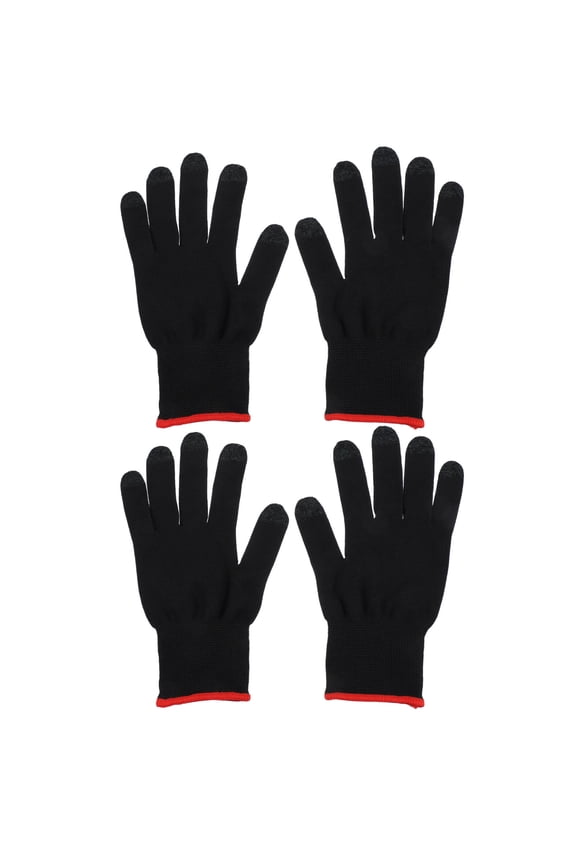 2Pairs Black Synthetic Material Anti Sweat Gaming Gloves For Touch Screen Use