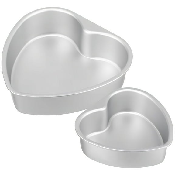 FUTUREORYY 2Pcs Heart Shaped Cake Pans Plated Silver Aluminum for Baking Unique Romantic Design for Special Events