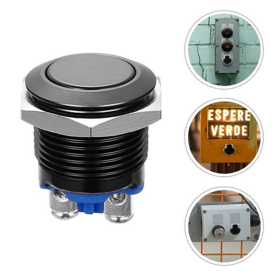 FUTUREORYY 2Pcs Black Plastic Metal Push Button Switch for Momentary Operation Heavy Duty Outdoor Use