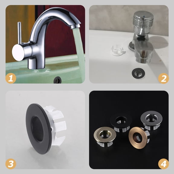 FUTUREORYY 2Pcs Black Sink Overflow Ring Made from ABS and Brass Durable Corrosion Resistant Bathroom Basin Cover