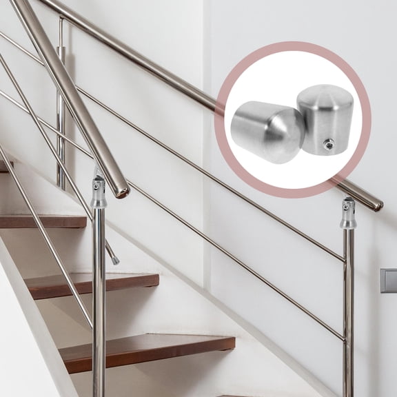 FUTUREORYY 2Pcs Brushed Stainless Steel Round Tube Handrail End Caps with Easy Installation