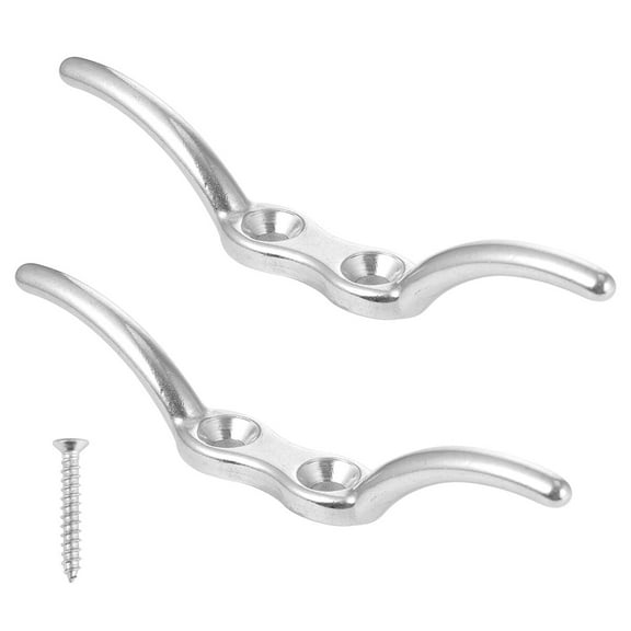 FUTUREORYY 2Pcs Cleat for Boat Hardware String Cross Lock Securing Watercraft 4 Inches Silver