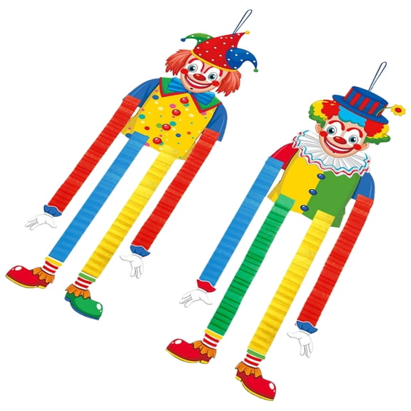 FUTUREORYY 2-Pack Cute Paper Clown Decorations for Carnival Circus Theme Birthday Party Supplies and Essentials