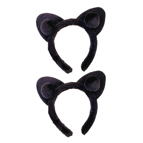FUTUREORYY 2Pcs Elastic Black Cat Ears Headband for Stage Performance and Skincare Routine