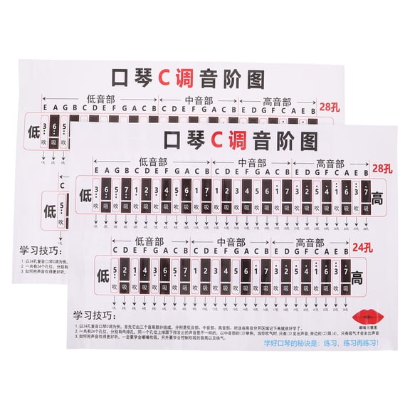 FUTUREORYY 2-Pack Harmonica Chord and Scale Reference Poster for Beginners, Multi- Theory Wall Chart