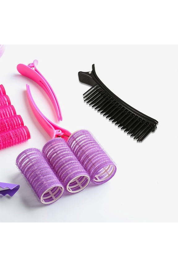 2-Pack Black Plastic Hair Roller Clips for Easy and Convenient Home Hair Styling and Curling