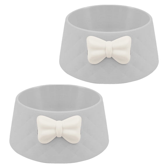 FUTUREORYY 2Pcs Pet Feeding Dishes Round Light Grey Plastic for Dog and Cat