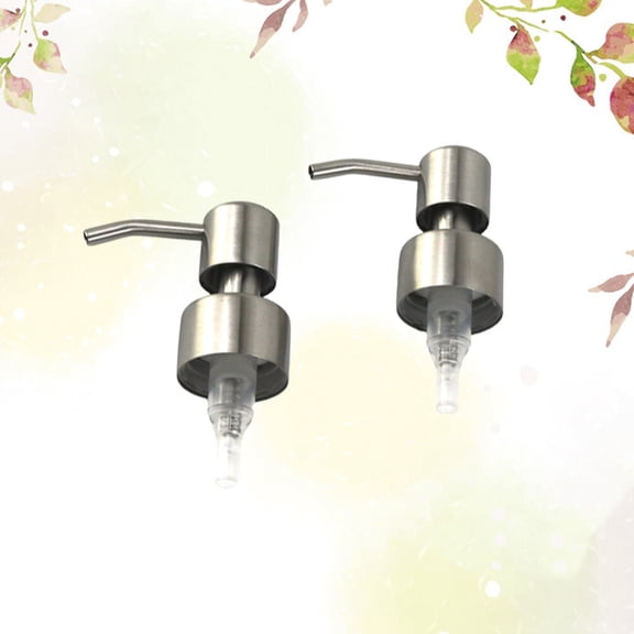 FUTUREORYY 2Pcs Plated Silver Stainless Steel Bottle Pump Replacement Caps for Hand Soap Detergent