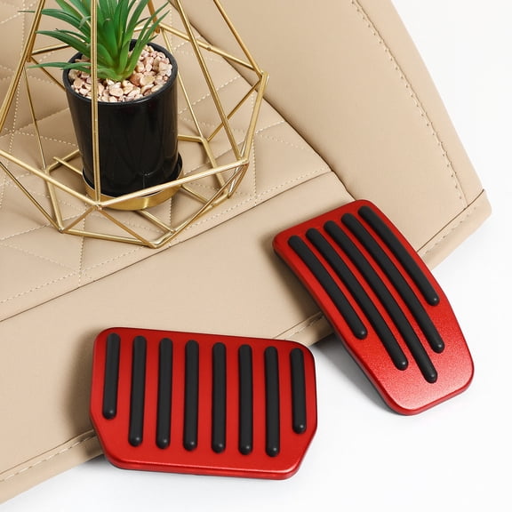 FUTUREORYY Set of 2 Red Metal Car Brake Pedal Covers with Non- , Comfortable Grip Design for Enhanced Driving Safety
