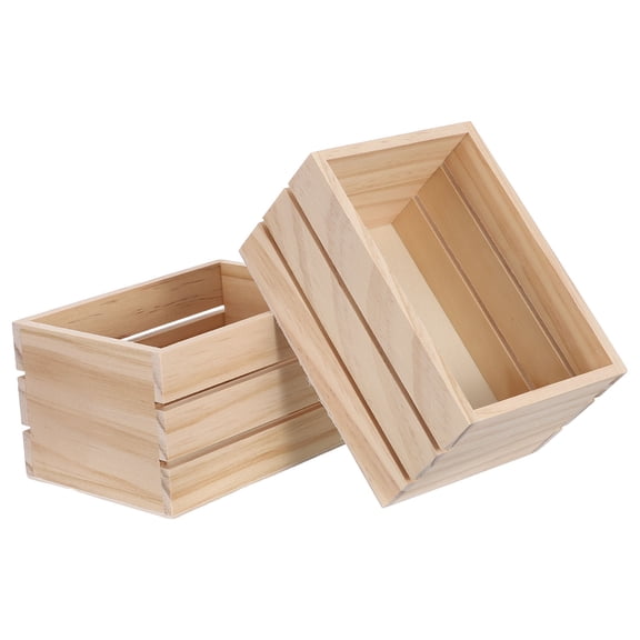 FUTUREORYY 2Pcs Rustic Wooden Box for Home, Unfinished Pine Crate, Display Tray, Khaki
