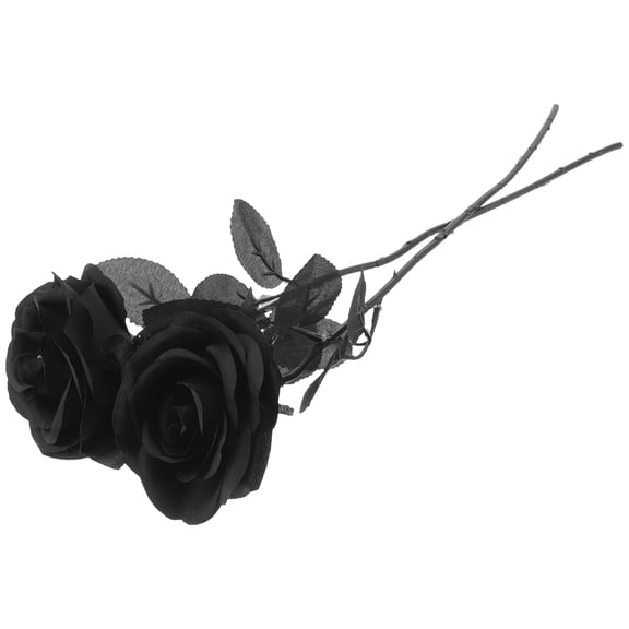 FUTUREORYY 2Pcs Simulated Rose Model Flannel Plastic Dark Faux Rose Flower For Home Decoration Photo Prop 12.2x2.6in