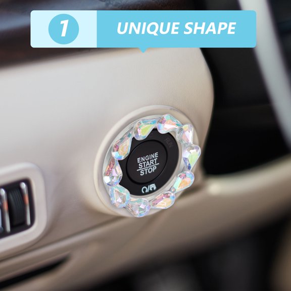 FUTUREORYY 2Pcs Sparkling Rhinestone Ignition Switch Decorative Ring Car Interior Accessories Multi