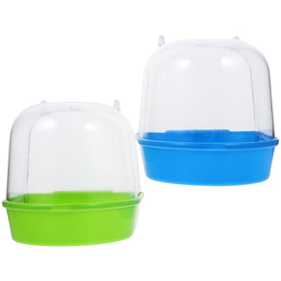 FUTUREORYY 2Pcs Transparent Bird Shower Basin Plastic Bathing Tub Suitable for Cage Hanging